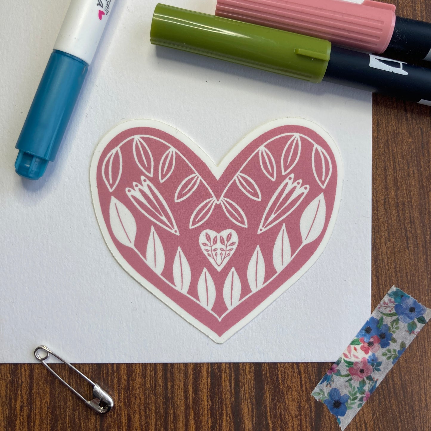 Sticker | Sparkle or Matt Floral Heart