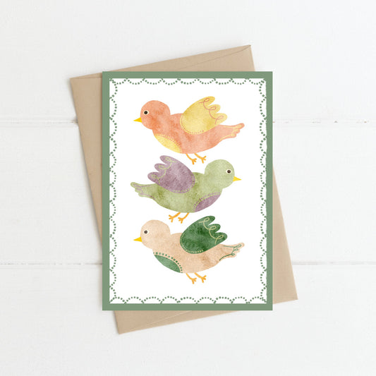 Greeting Card | 3 Colourful Birds