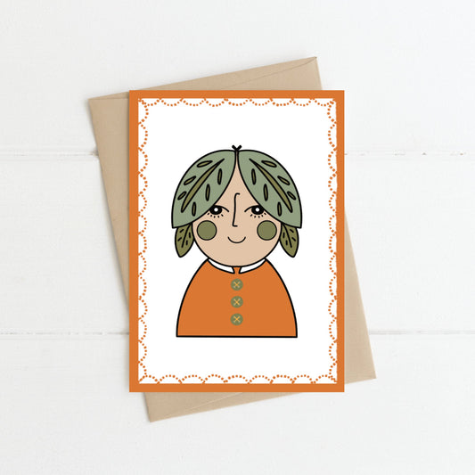 Greeting Card | Green Cheek Girl